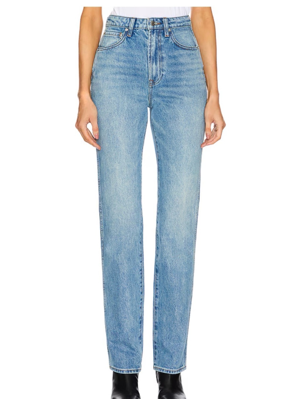 NWT GRLFRND Sara Super High Rise Slim Straight Jeans in Lenox Hill